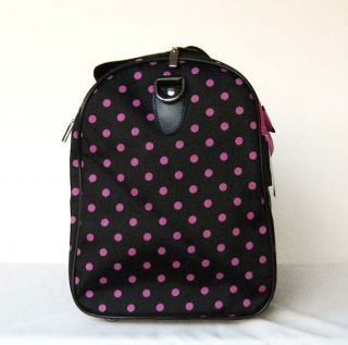 19Duffel Tote Bag Black Pink Polka Dots Luggage Travel