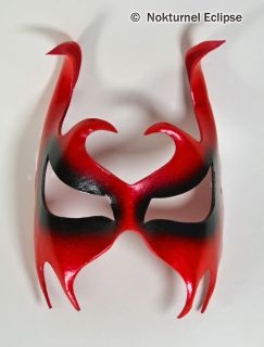 Red Leather Mask Horns Masquerade Devil Mardi Gras