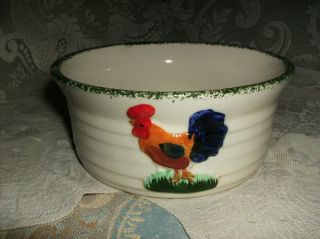 Rooster Country Ceramic Pottery Bowl Farm Adorable Heavy RARE Nice w W