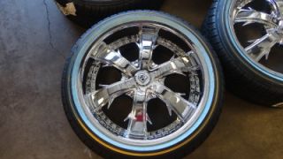 New Lexani LX 704 Chrome 20 Wheels Rims Vogue White Wall Tires 20x8 5