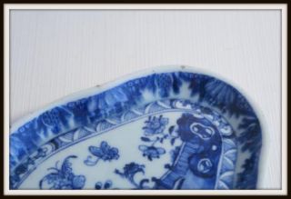 Antique 18th Century Chinese Porcelain Spoon Tray Blue White