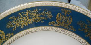 Wedgwood China Columbia R4509 Blue and Gold Pattern Dinner Plate
