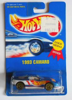Hot Wheels Blue Card 262 1993 Camaro DK Blue w GUHs Mint on Card