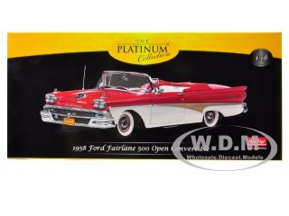 1958 Ford Fairlane Convertible Torch Red White 1 18 by Sunstar 5262