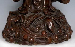 Large Antique Chinese 18th C Qing Bronze Guanyin Budda Statue Figure