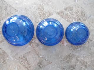 Set of 3 Cobalt Blue Glass Pyrex Mixing Bowls Nesting Bowls 1 Qt 1 5