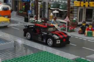 Lego Custom Black Muscle Car w Red City 10185 10197 8402 3648 4643