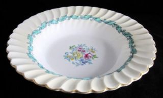 Minton Ardmore Turquoise Ivory Rimmed Soup Bowl S363