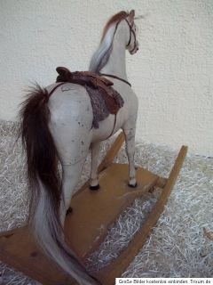 ANTIQUE GERMAN ROCKING HORSE 1880 WOOD   WHITE HORSE CHEVAL BASCULE