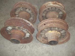 Wooden Wood Spoke Steel Grain Wagon Rims Vintage Antique Wheels