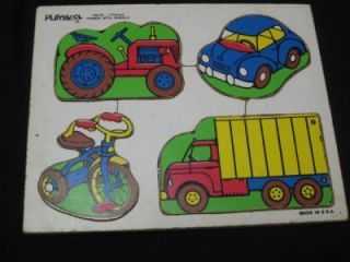 Lot of 3 Thick Heavy Vintage Childrens Wooden Puzzles Playskool