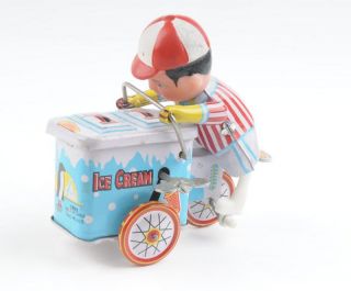 Repro Ice Cream Vendor Japanese Style Tin Wind Up Toy