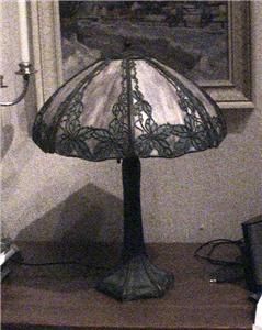 Handel Overlay Lamp Signed Base Shade Excellent All Original Shipping