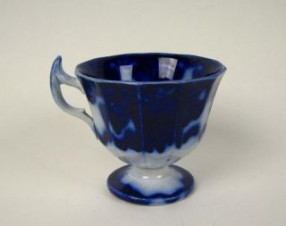 Cashmere Pattern Flow Blue Syllabub or Punch Cup RARE Form 19th C