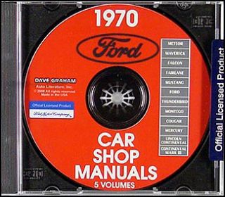 1970 Ford Shop Manual CD Fairlane Torino Ranchero Mustang Falcon