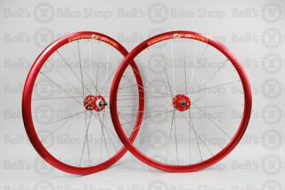 Weinmann DP18 Track Wheels Anodized Red Silver Fixed Gear Non Machined