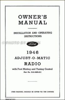 1946 Ford Radio Installation and Owners Manual 46 Ownerinstallation