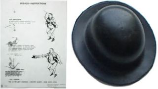 The DEADLY DERBY is a black bowler hat which fits Oddjobs head nicely