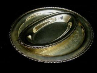 15 Round Wm Rogers 472 Silverplate Serving Tray 1 Small Oval Unmarked