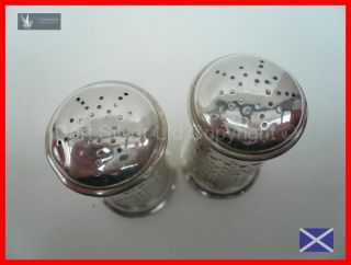 Pair of Pierced Work Sterling Silver Pepper Pots Hallmarked Chester