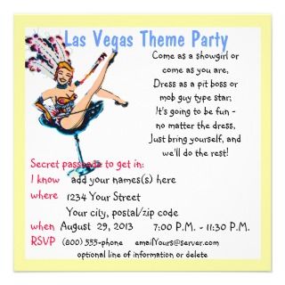 Las Vegas Casino Theme Parties Personalized Invitation