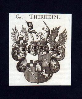 1780   Grafen v. Thirheim Heraldik Kupferstich Wappen