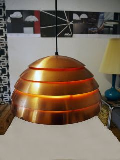60er Kupfer Lamellen PENDELLEUCHTE Danish Modern Copper Dome Pendant