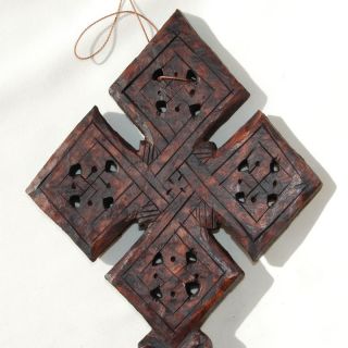 Äthiopien Christliches Holz Kreuz kotpisch orthodox religiöse Kunst