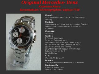 Mercedes Benz Chronograph Automatik Uhr Valjoux 7750 , C E M S SL SLK