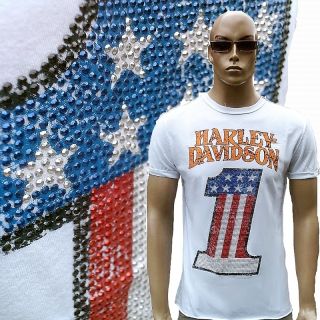 Official HARLEY DAVIDSON Strass USA Number One T Shirt S/M