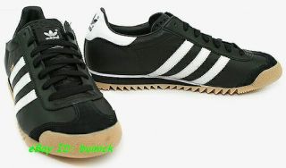 ADIDAS ROM Trainers Black White Leather Gum kick country UK10