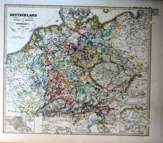 1850   Deutschland 14./15. Jahrhundert Karte Stahlstich