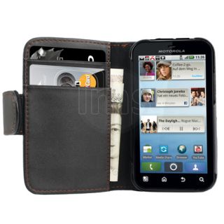 London Magic Store   AIO Black Wallet Leather Case For Motorola Defy