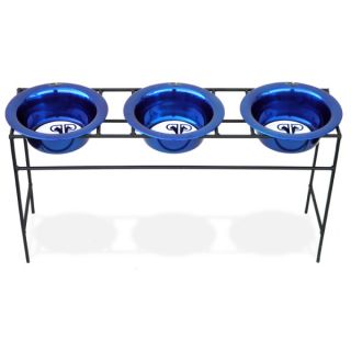 Platinum Pets Blue Triple Modern Diner Stand With Bowls