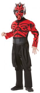 Kinder Jungen Star Wars Kostüm Darth Maul Outfit Mit Maske Lizenziert
