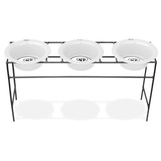Platinum Pets White Triple Modern Diner Stand With Bowls