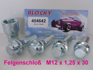 Blocky Felgenschloß M12 x 1,25 x 30 Kegelbund 60°
