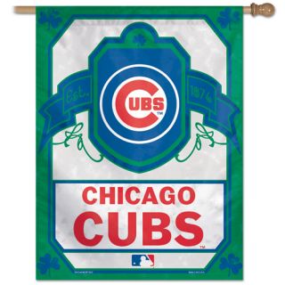 Cubs CUBS Logo MLB Green and White 27 x 37 Vertical Flag