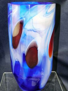 meerblaue Blumenvase aus Glas Tischvase blaue Vase 35 cm Hoch