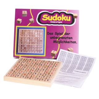 Sudoku Holzbrettspiel, mit Zahlenwürfeln aus Holz