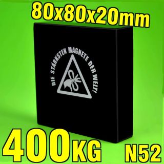 NEODYM MAGNET QUADER BLACK   N52   80x80x20mm   400KG
