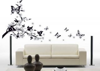 Floral Butterfly Vine Wall Sticker Art Decor Mural Living Room