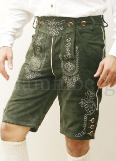 Lederhose Shorts Krachlederne Wildleder Grün NEU in Gr. 46 58