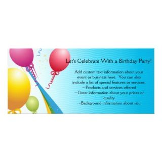 Colorful Balloons  Curly Ribbons Rack Cards