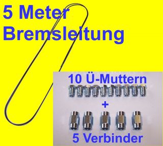 Muttern + 5 Verbinder + 5 Meter Bremsleitung 4,75 mm Bördel E