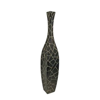 LAWO Lack Deko Keramik Vase 82 cm schwarz Modern Blumenvase Design