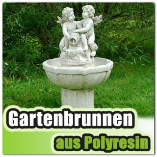 Zierbrunnen mit Engeln Putte, Gartenbrunnen Deko 77 cm inkl. Pumpe