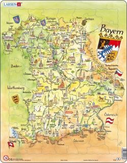 Larsen Puzzle   Bundesland Freistaat Bayern Landkarte geogr., Karte
