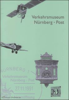 Verkehrsmuseum Post Nürnberg Bayern Dreier, 1570 SSt 27.11.91