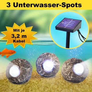 LED Solar Strahler Unterwasserstrahler Solar Spot 3er Set